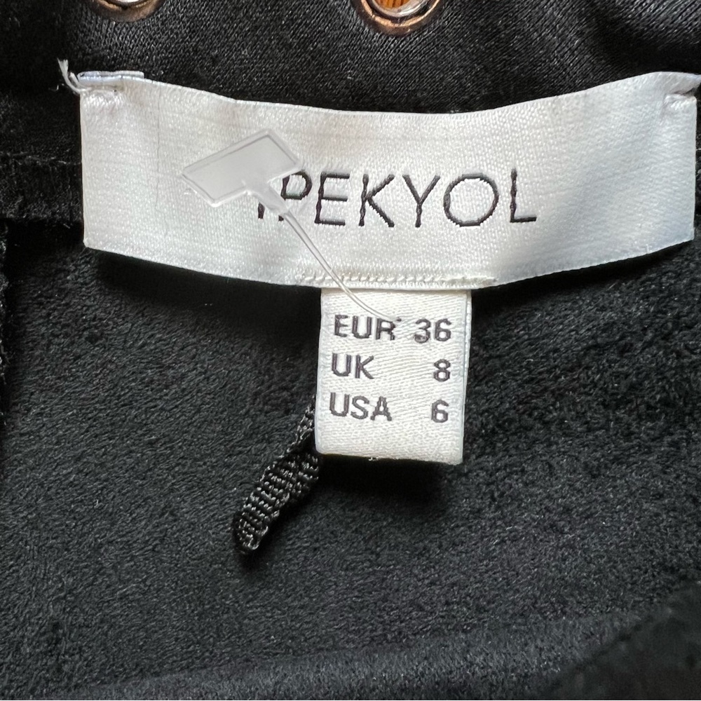 Ipekyol Black Fringe Shoulder Grommet Neck Shift Dress Chic Western Boho Style - Picture 6 of 13